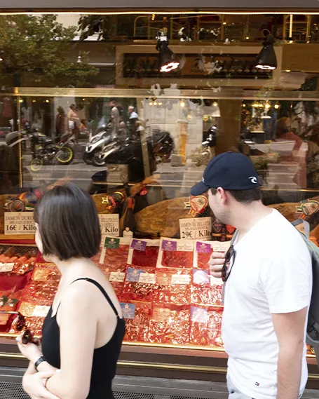 Escaparate del Museo del Jamón en la Calle Mayor, Madrid