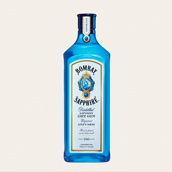 Botella de ginebra Bombay Sapphire London Dry