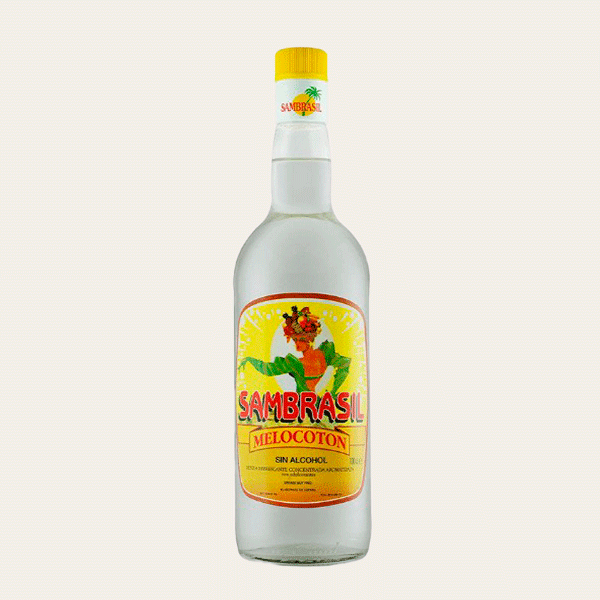 Botella de bebida sin alcohol de melocotón Sambrasíl