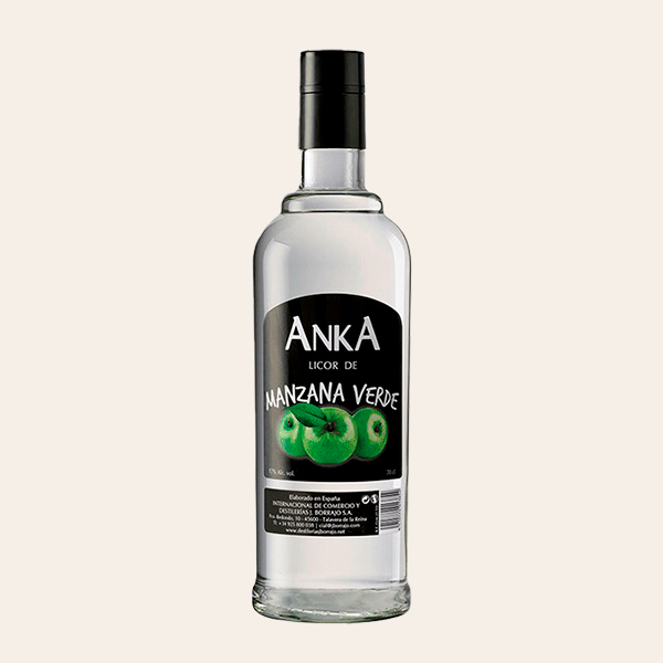 Botella de licor de manzana verde Anka