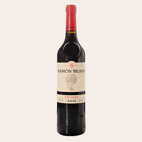 Botella de vino Ramón Bilbao Crianza 2019 Rioja