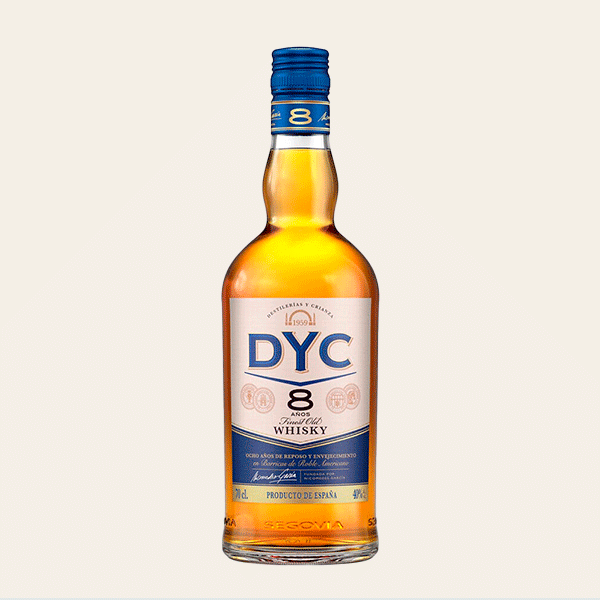 Botella de whisky DYC 8 Años