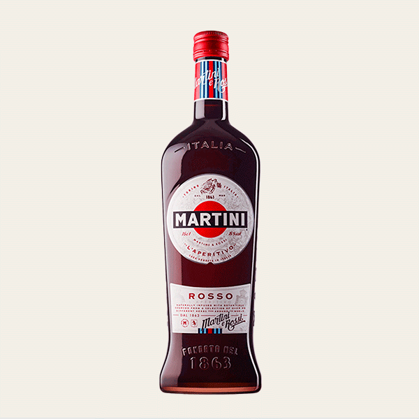 Botella de Martini Rosso aperitivo italiano