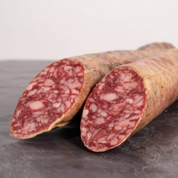 Whole acorn-fed Iberian salchichón from Museo del Jamón